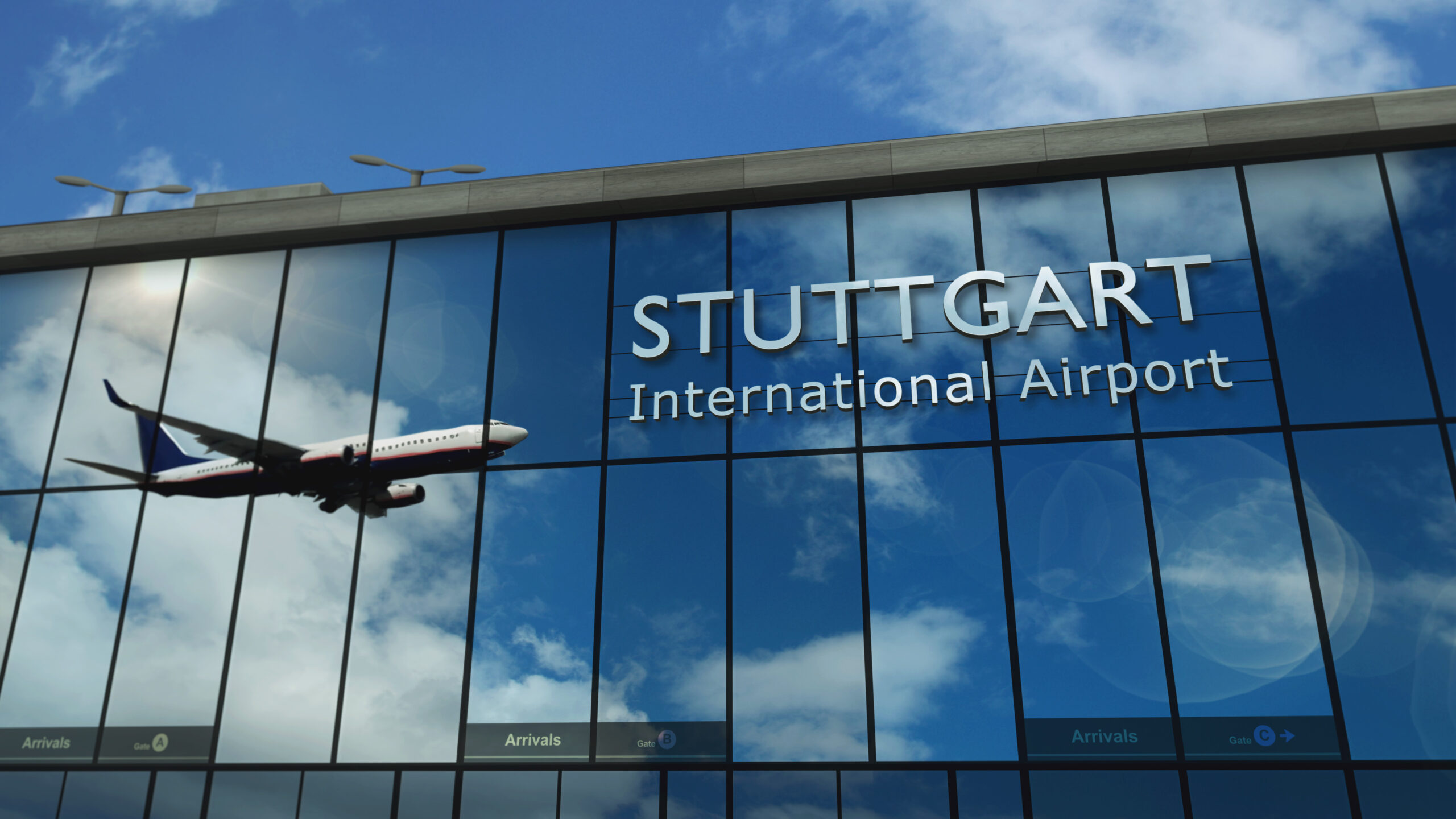 Plane lands at Stuttgart airport