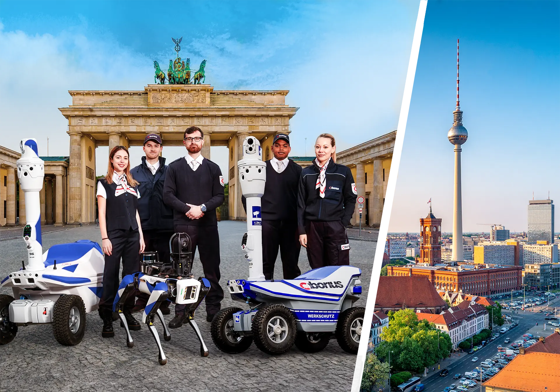 Sicherheitsmitarbeiter & Sicherheitsroboter von CIBORIUS in Berlin Sicherheitsmitarbeiter und autonome Sicherheitsroboter von CIBORIUS in Berlin